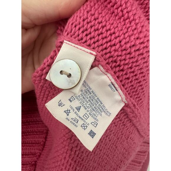 Land's End Pink Button Front Long Sleeve Knit Cardigan Sz LP (read description) - Picture 3 of 5